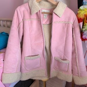 Pink faux shearling coat
